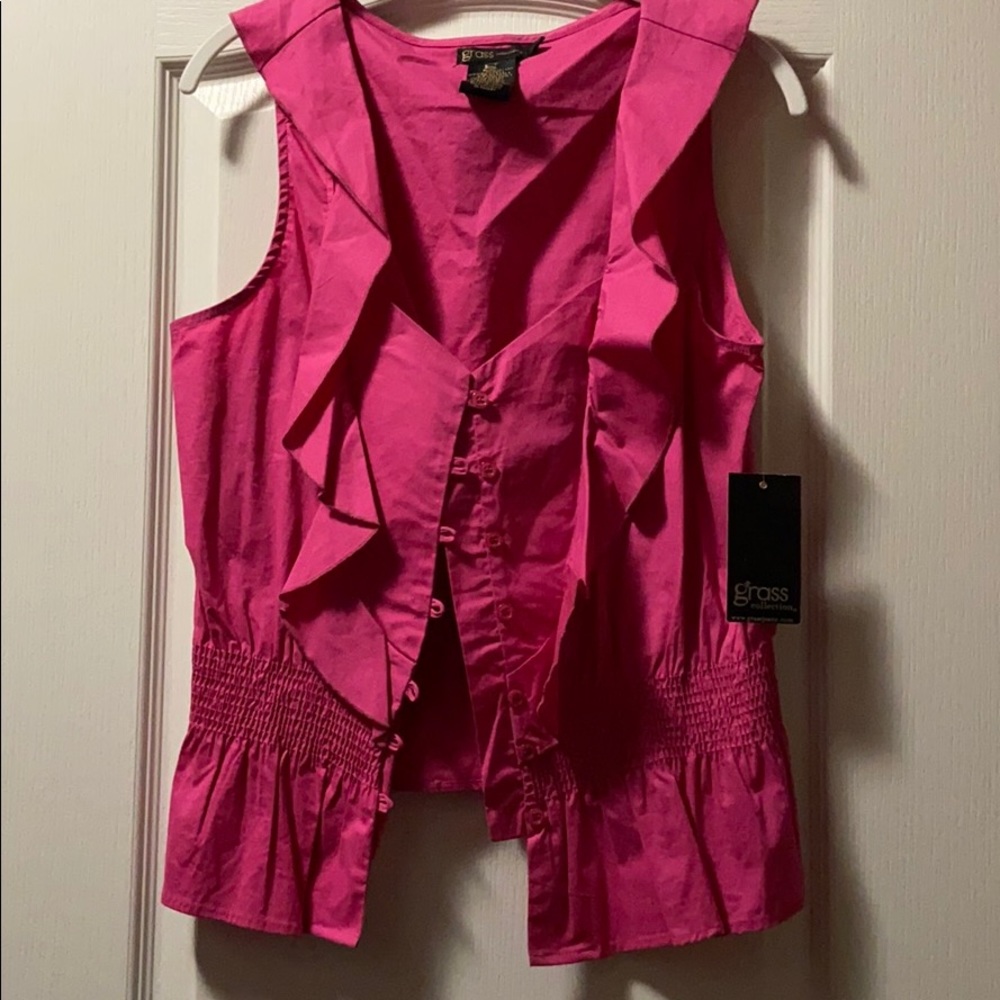 Pink ruffle blouse